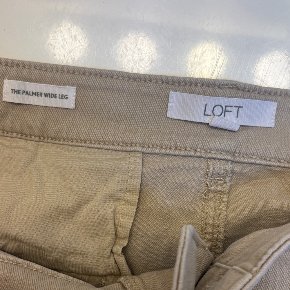 LOFT Khaki Wide-Leg Pants - Picture 2 of 4